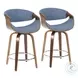 Curvini Blue 24 Counter Height Stool Set Of 2
