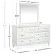 Springhouse Whisper White 6 Drawer Dresser with Rectangular Mirror