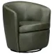 Barolo Lyric Sage Leather Upholstered Swivel Club Chair