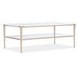Mosaic Champagne Gold and White Rectangular Marble Top Jen Cocktail Table