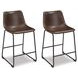 Centiar Brown and Black Upholstered Bar Stool Set of 2