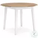 Gesthaven Natural And White Drop Leaf Round Dining Table