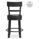 Valebeck Black Upholstered Swivel Counter Height Stool With Ladder Back