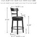 Valebeck Black Upholstered Swivel Counter Height Stool With Ladder Back