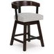 Haddigan Gray Upholstered Swivel Bar Stool Set of 2