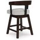 Haddigan Gray Upholstered Swivel Bar Stool Set of 2