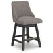 Neymorton Gray Performance Fabric Upholstered Swivel Bar Stool Set of 2