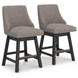 Neymorton Gray Performance Fabric Upholstered Swivel Bar Stool Set of 2