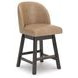 Neymorton Brown Upholstered Swivel Bar Stool Set of 2