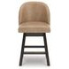 Neymorton Brown Upholstered Swivel Bar Stool Set of 2
