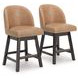 Neymorton Brown Upholstered Swivel Bar Stool Set of 2