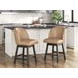 Neymorton Brown Upholstered Swivel Bar Stool Set of 2