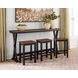 Wildenauer Deep Brown and Satin Black 4 Piece Counter Height Dining Set with USB Charging
