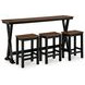 Wildenauer Deep Brown and Satin Black 4 Piece Counter Height Dining Set with USB Charging
