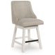 Robbinsdale Light Gray Upholstered Swivel Bar Stool Set of 2