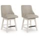 Robbinsdale Light Gray Upholstered Swivel Bar Stool Set of 2