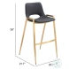 Desi Black and Gold Bar Stool Set of 2