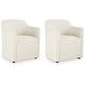 Brillynd Off White Performance Fabric Upholstered Dining Arm Chair Set of 2