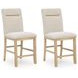 Drovlayne Beige Performance Fabric Upholstered Counter Height Stool Set of 2