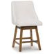 Cabalynn Oatmeal Performance Fabric Upholstered Swivel Bar Stool Set of 2