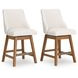 Cabalynn Oatmeal Performance Fabric Upholstered Swivel Bar Stool Set of 2