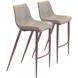 Magnus Gray Bar Stool with Matte Brown Legs Set Of 2