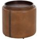 Borelli Tobacco Tan and Autumn Chestnut Upholstered Round Storage Ottoman with Casters