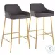 Daniella Charcoal Fabric And Gold Metal Bar Stool Set of 2