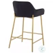 Daniella Black Velvet And Gold Metal Counter Height Stool Set of 2