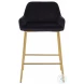 Daniella Black Velvet And Gold Metal Counter Height Stool Set of 2
