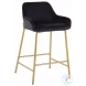 Daniella Black Velvet And Gold Metal Counter Height Stool Set of 2