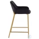 Daniella Black Velvet And Gold Metal Counter Height Stool Set of 2