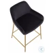 Daniella Black Velvet And Gold Metal Counter Height Stool Set of 2