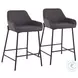 Daniella Charcoal Fabric And Black Metal Counter Height Stool Set of 2