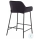 Daniella Black Velvet And Black Metal Counter Height Stool Set of 2