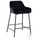 Daniella Black Velvet And Black Metal Counter Height Stool Set of 2