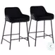 Daniella Black Velvet And Black Metal Counter Height Stool Set of 2