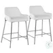 Daniella White PU And Chrome Metal Counter Height Stool Set of 2