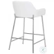 Daniella White PU And Chrome Metal Counter Height Stool Set of 2