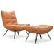 Kayne Brown Leather Upholstered Rectangular Ottoman