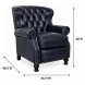 Presidential Shoreham Blue Leather Push Thru The Arms Recliner with Nailhead Trim