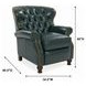 Presidential Highland Emerald Leather Push Thru The Arms Recliner with Nailhead Trim
