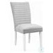 Elizaveta Gray Velvet and Faux Crystal Diamonds White High Gloss Side Chair Set of 2