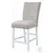 Elizaveta Gray Velvet Faux Crystal Diamonds and White High Gloss Counter Height Chair Set of 2