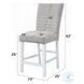 Elizaveta Gray Velvet Faux Crystal Diamonds and White High Gloss Counter Height Chair Set of 2