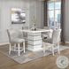 Elizaveta Gray Velvet Faux Crystal Diamonds and White High Gloss Counter Height Chair Set of 2