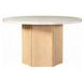 Qwin White and Weathered Oak 52" Round Marble Top Dining Table