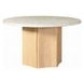 Qwin White and Weathered Oak 52" Round Marble Top Dining Table