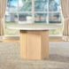 Qwin White and Weathered Oak 52" Round Marble Top Dining Table