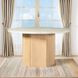 Qwin White and Weathered Oak 52" Round Marble Top Dining Table